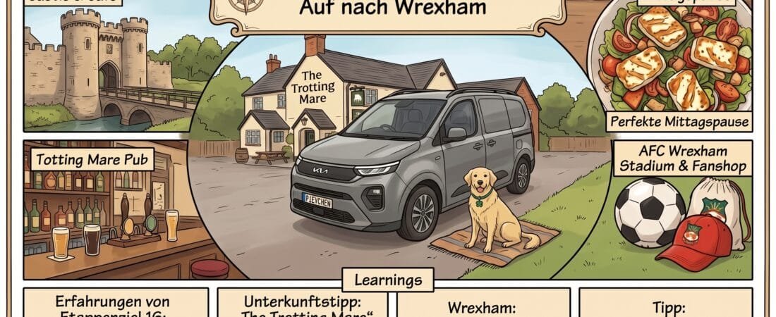 UK 2026 Tag 16 Wrexham – Auf nach Wrexham