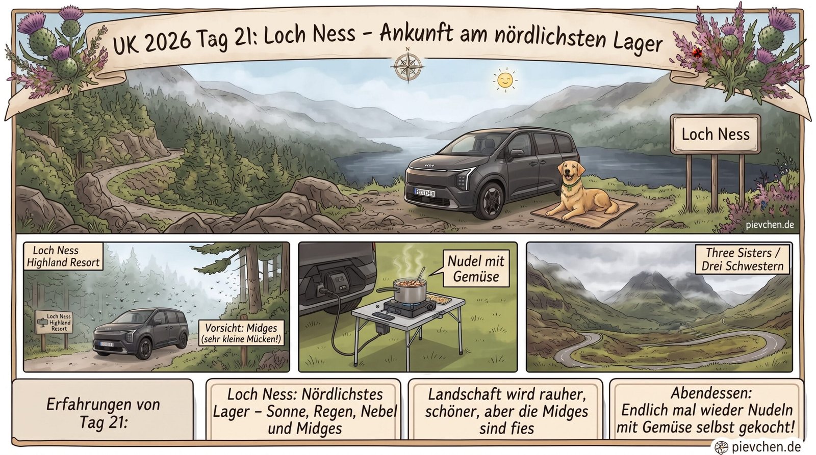 UK 2026 Tag 21 Loch Ness – Ankunft am nördlichsten Lager