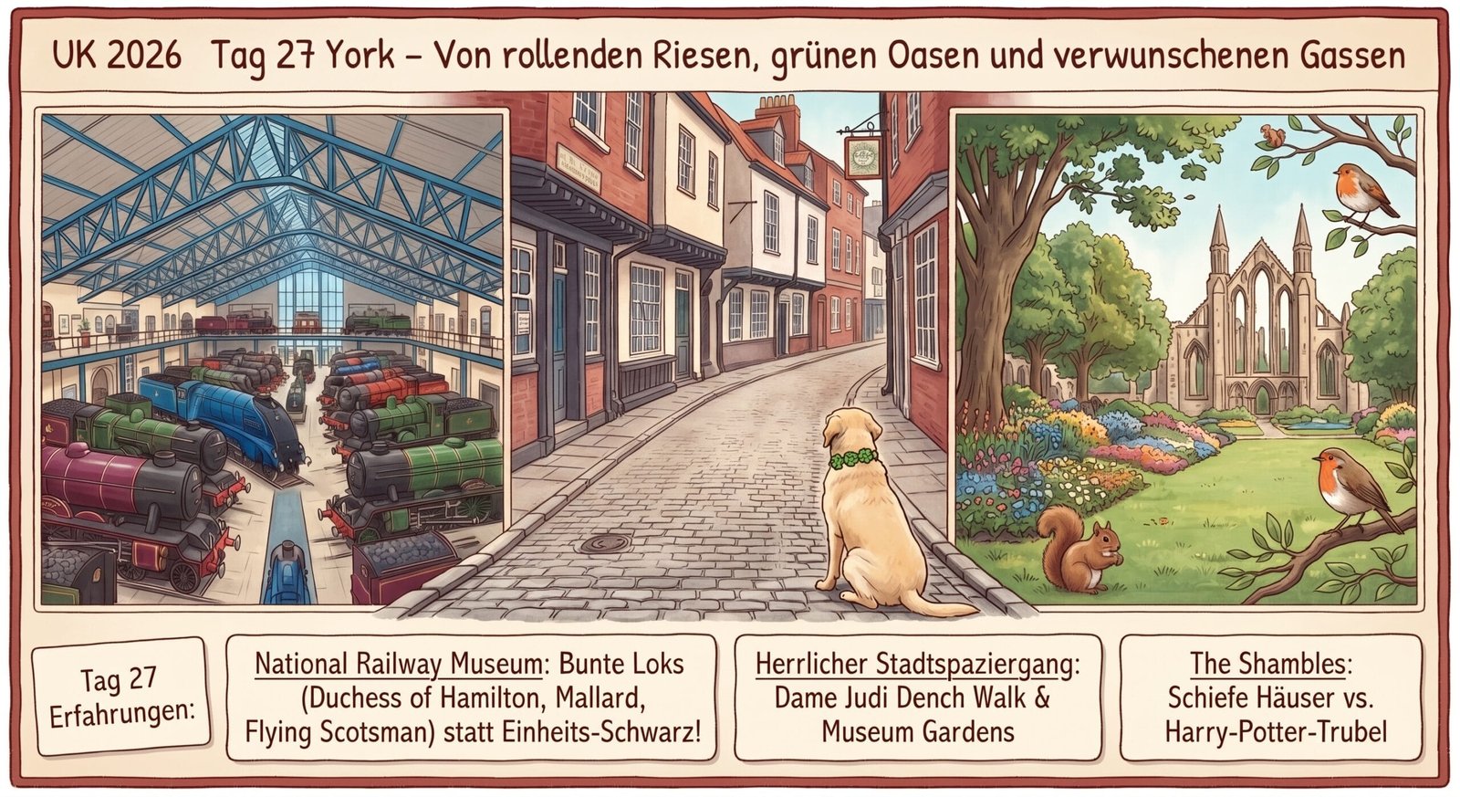 UK 2026 Tag 27 York – Von rollenden Riesen, grünen Oasen und verwunschenen Gassen