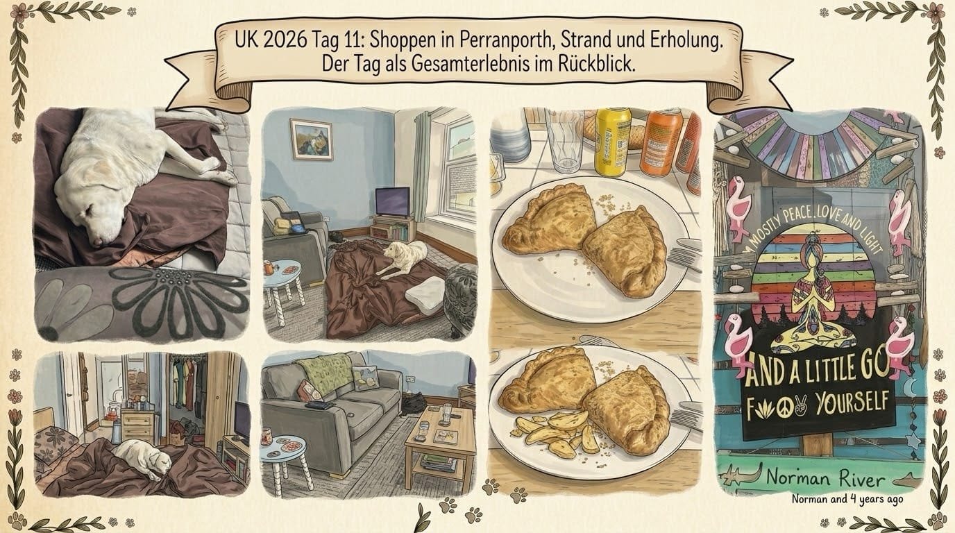 UK 2026 Tag 11 Perranporth – Strand, Shopping und Erholung